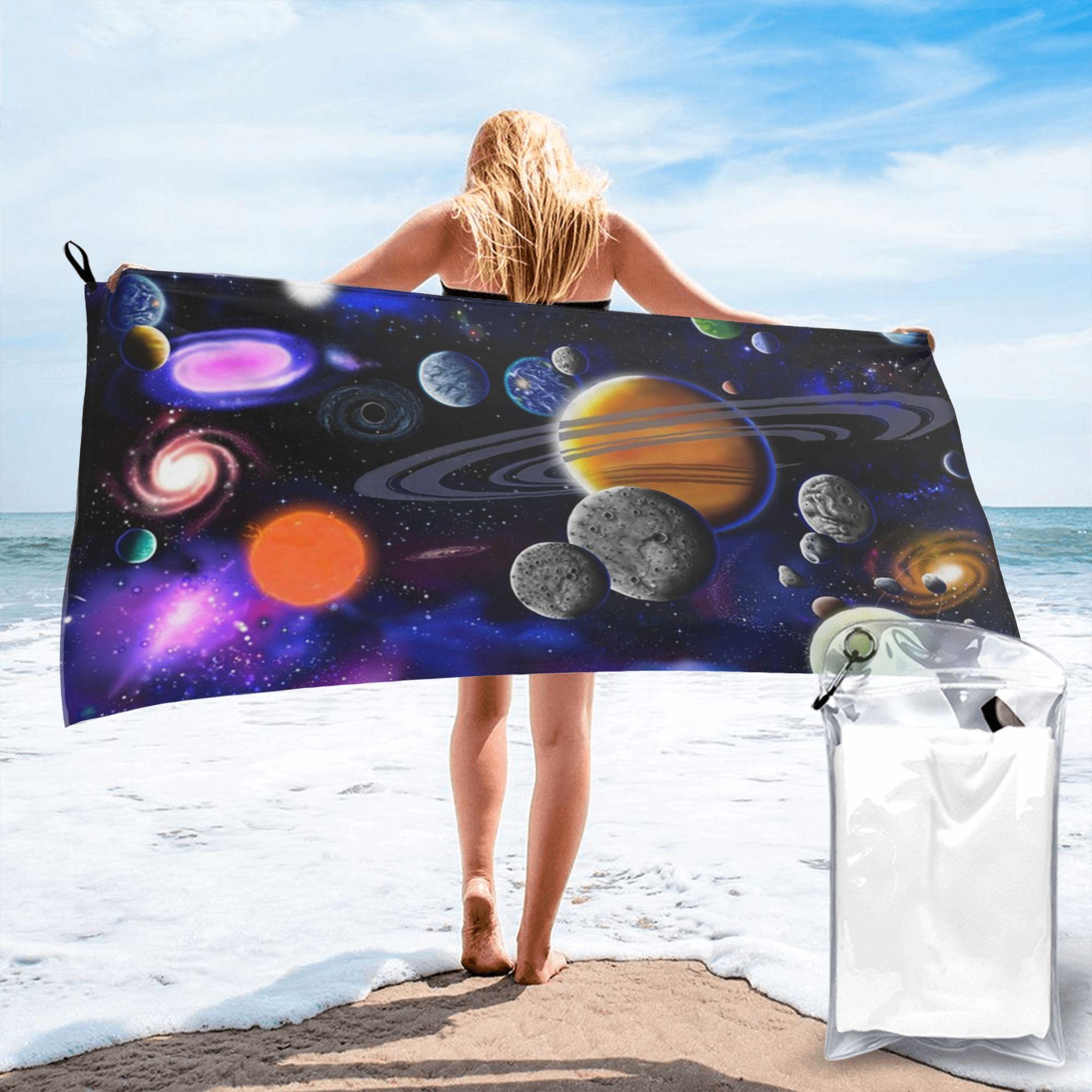 

Solar System Space Planets Universe Beach Towel Soft Microfiber Quick Dry Absorbent Quick Towels For Bath W30*H60(CM)