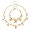 Exquisite Fairy Star & Moon Pendant Necklace Bracelet, Two-Color Electroplated Stainless Steel Clavicle Chain