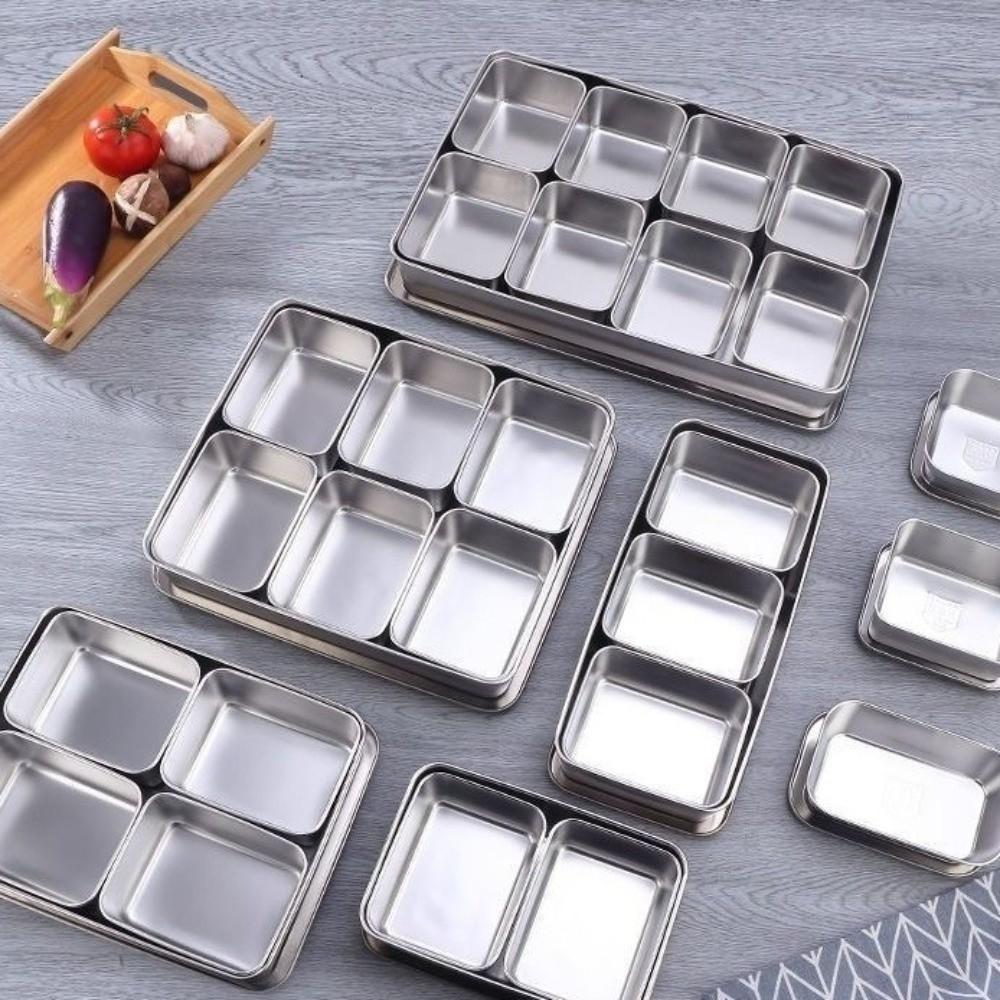 Rectangle Shape Stainless Steel Seasoning Box with Lid Spice Jar Storage Set  Kitchen Use