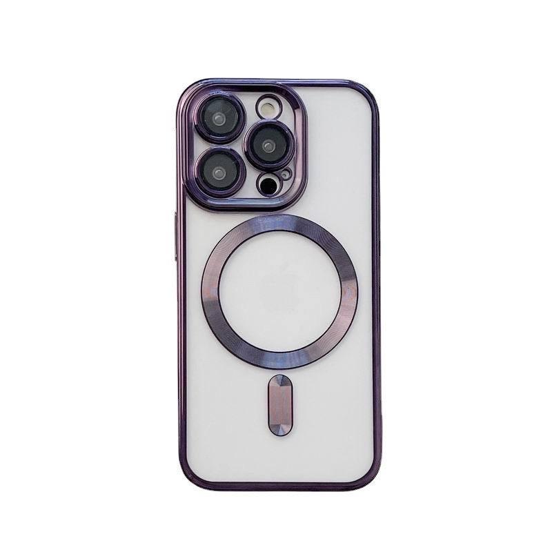 Applicable To IPhone 15 Electroplated CD Pattern Fine Hole Mobile Phone Case Apple 14 with Lens Film Magsaf Magnetic Protective Case