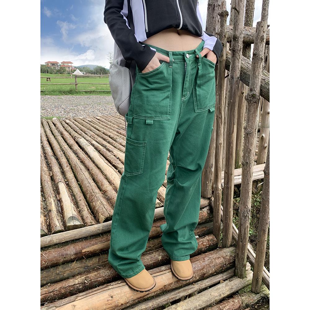 9-Hour American Retro Multi-Pocket Women's Cargo Pants - 2023 Spring Collection, Straight Leg Style