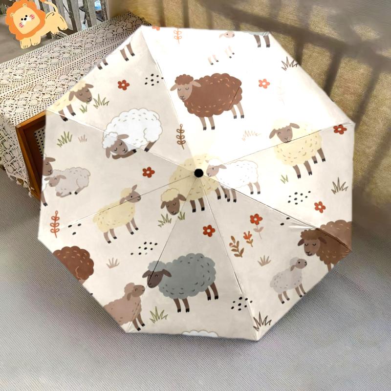 1 Pezzo Ombrello Pieghevole Automatico - Fantasia Animali Carini, Design Portatile e Pieghevole con 8 Stecche, Regali di Natale e Compleanno