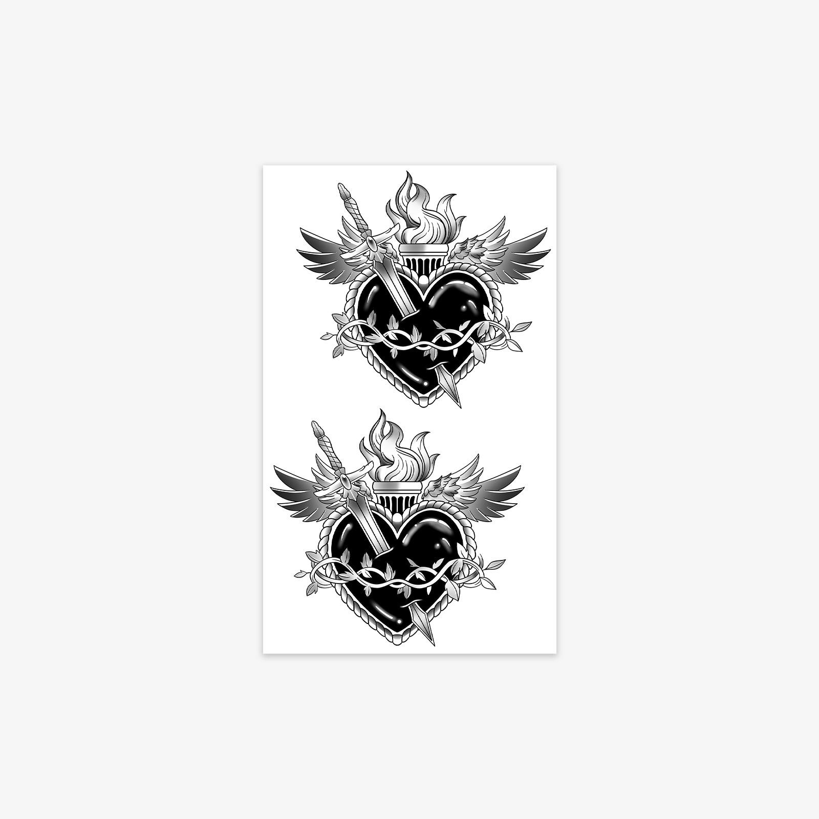 Simple Personality Y2K Dark Hottie Love Wings Thorns Sword Totem Tattoo Sticker 9*15CM