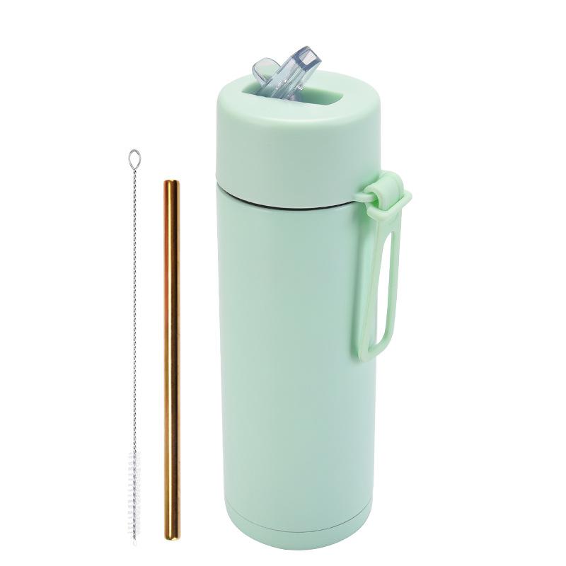 

650Ml Sports Kettle Portable Silicone Handle Straw Water Cup Meidakou Stainless Steel Thermos Cup 650ml светло-зеленый