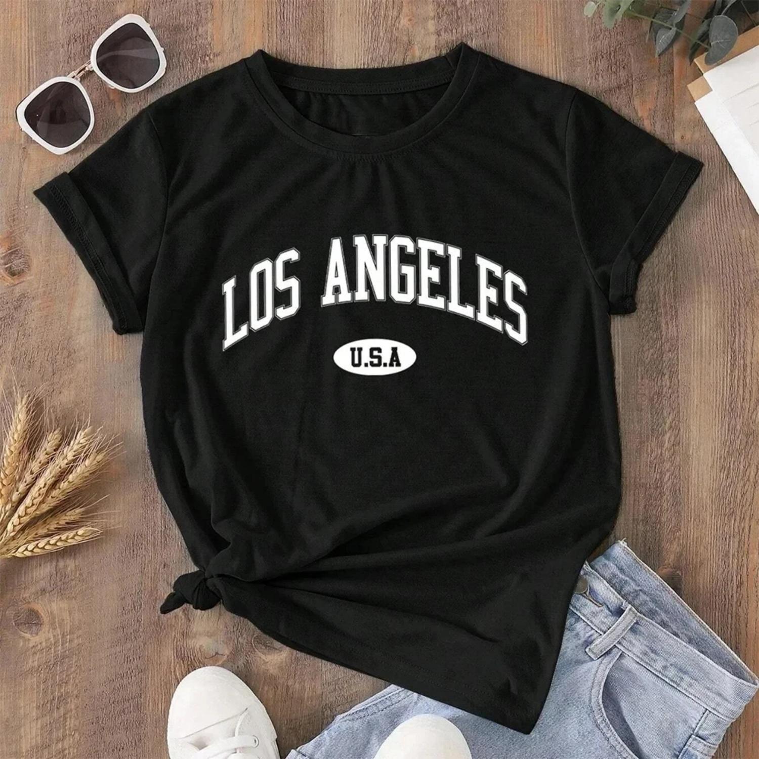 2024 New Round Neck Short Sleeve Women s Fashion Fashion Street Print Letter Pattern Fashion Women s Breathable T-Shirt S