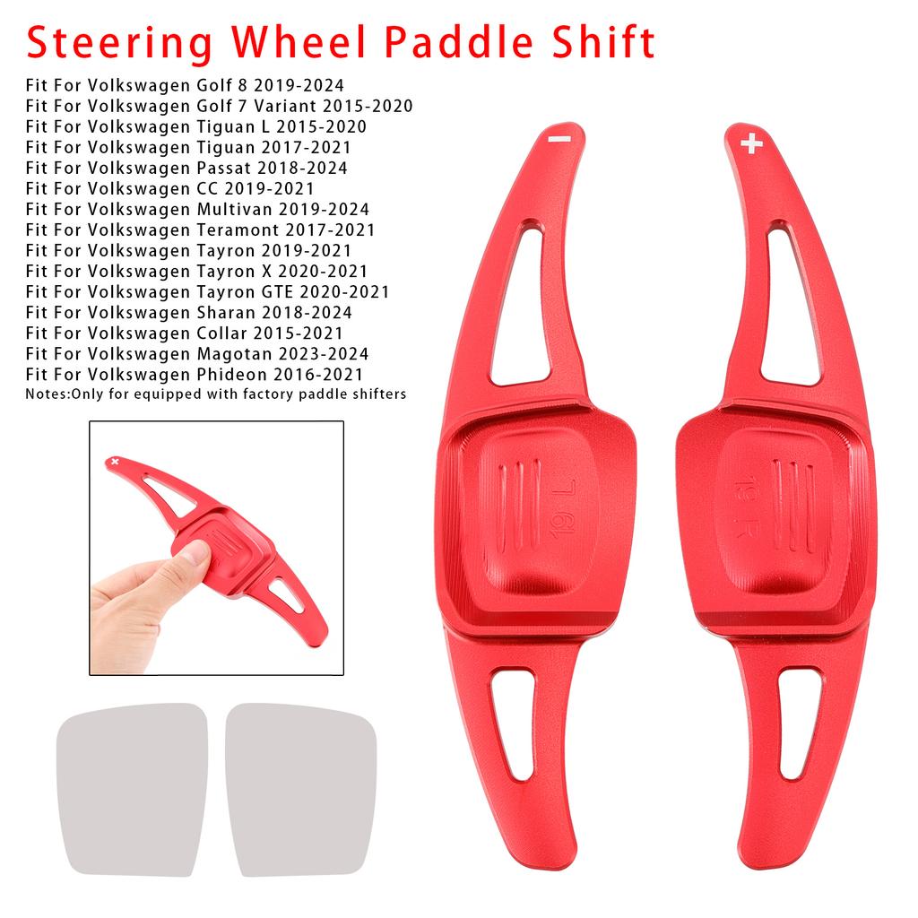 Steering Wheel Paddle Shifter Extension For VW Golf 8 Tiguan Aluminium Red