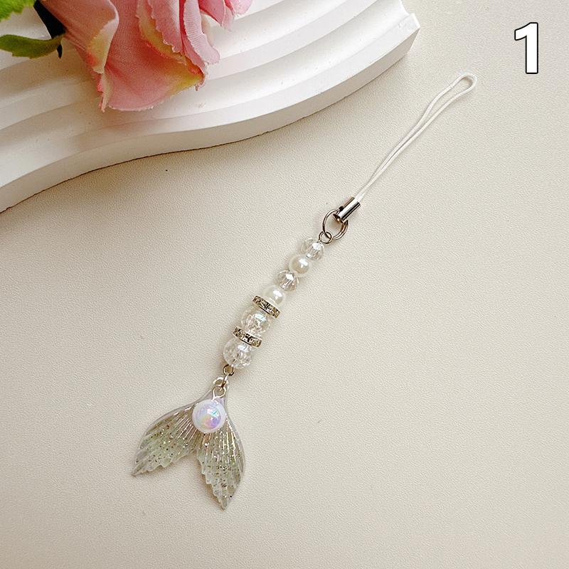 Mermaid Tail Pendant Macaroon Beading Keychain Phone Chain Lanyard Original Anti-Lost Decoration Accessories Gift