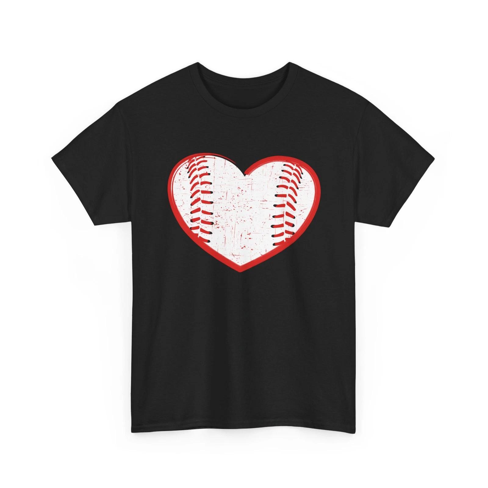 Baseball T-Shirt, Heart Sport Baseball Players Baseball Lovers Shirt M