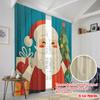 2pcs,2D Plane Printing Light Filtering Curtains Santa Claus and Tree Versatile Durable Polyester (without Rod) All Seasons Use