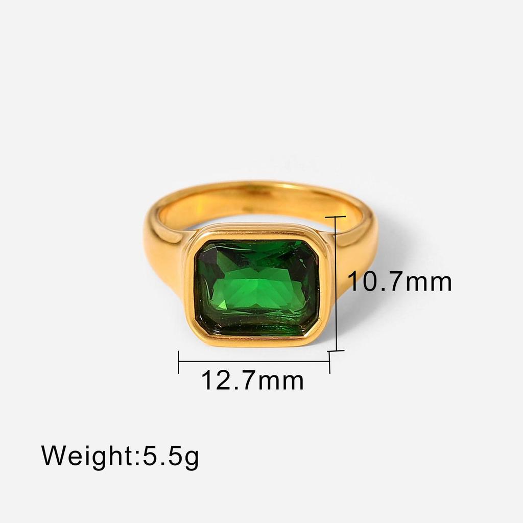European and American Retro Zircon Ring for Women - 18K Gold Plated Stainless Steel Fashion Jewelry