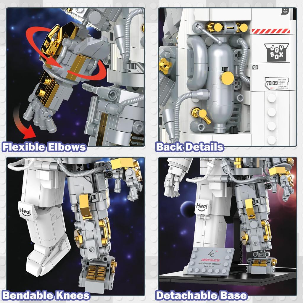 JMBricklayer Astronaut Building Blocks Set for Adults and Boys Ages 8-14, Cool Astronaut Model Kit with Display Stand, Spaceship Explorer STEM Toy, Sp