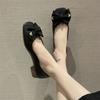 Bow One Pedal Single Shoes Women's Summer New Versatile Flat Bottom with Skirt Shallow Mouth Doudou Shoes Women