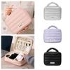 Large Capacity Data Cable Bag Waterproof Handbag Digital Product Storage Bag Partition Storage Solid Color Makeup Bag Girls