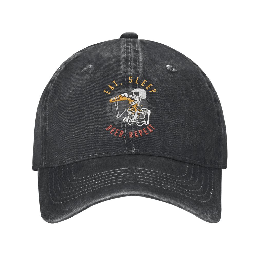 Its Beer Oclock Funny Skeleton Baseball Caps Vintage Distressed Washed Headwear Unisex Outdoor All Seasons Travel Caps Hat