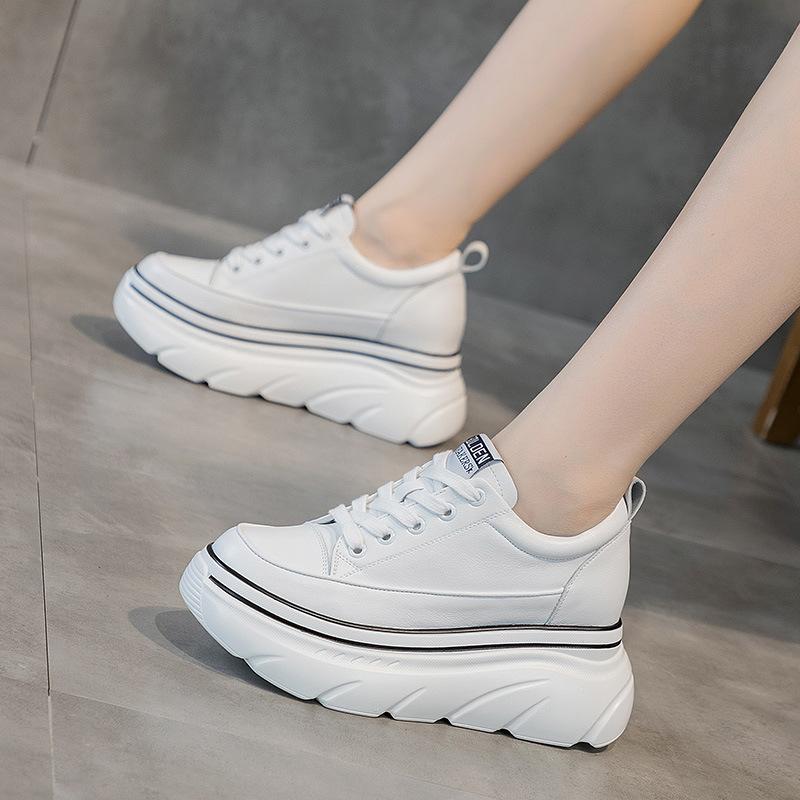 Inner Height Increase Casual Little White Shoes Women's Spring New Leather Versatile Sports Shoes Platform Small Size Women's Shoes