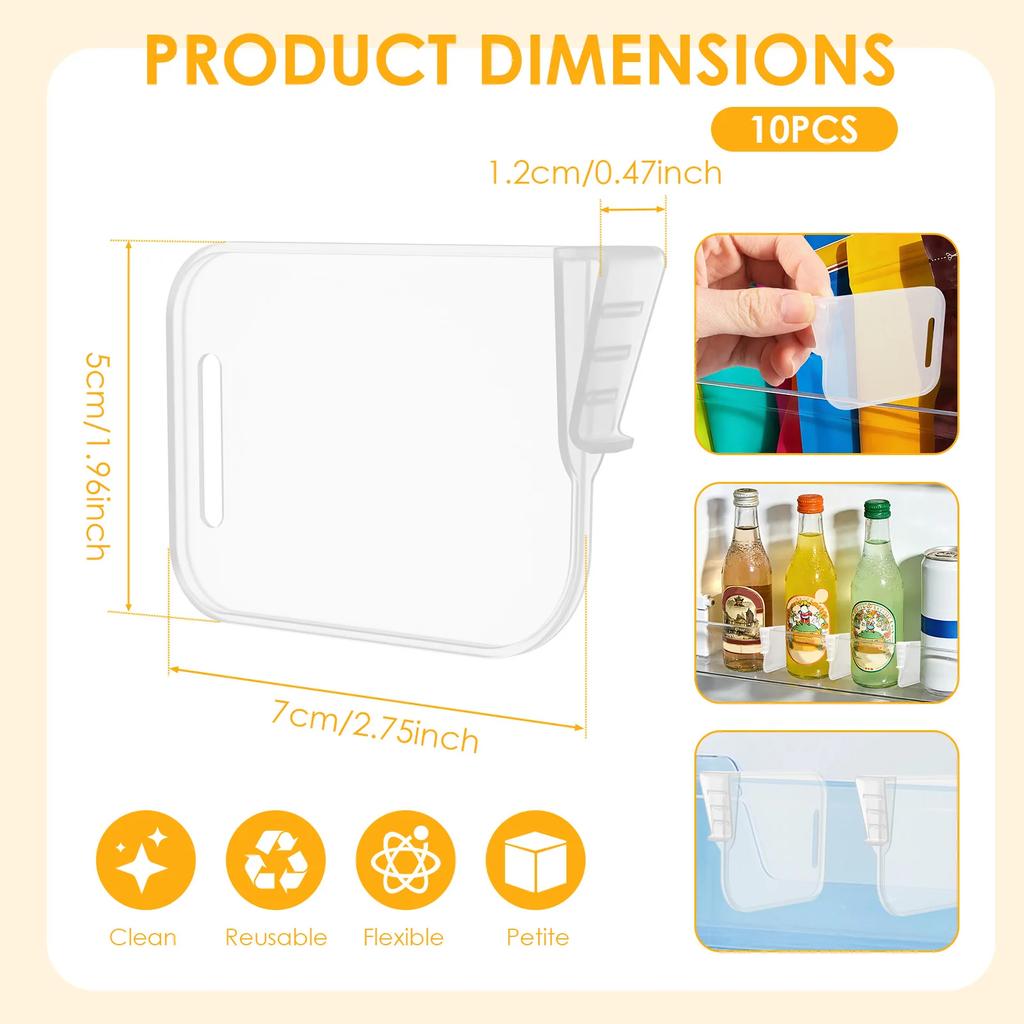 10Pcs Refrigerator Storage Partition Board Snap-on Fridge Door Shelf Dividers Multifunctional Clear Partition Plate for Bottle