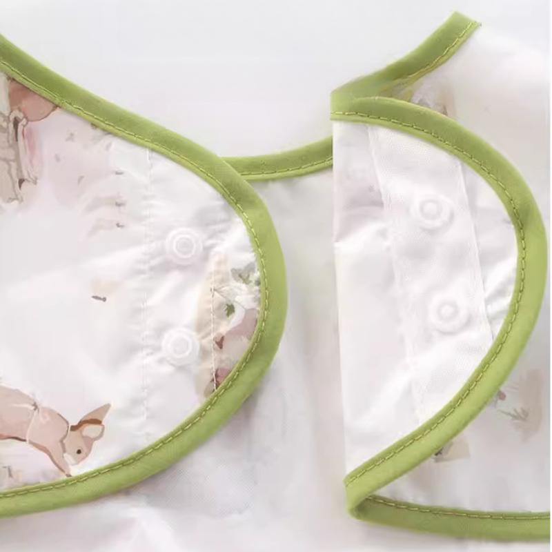 0-3 Year Waterproof Toddler Baby Bibs  Cute Cartoon Infant Baby Feeding Clothes Portable Outdoor Newborn Baby Short Sleeve Apron