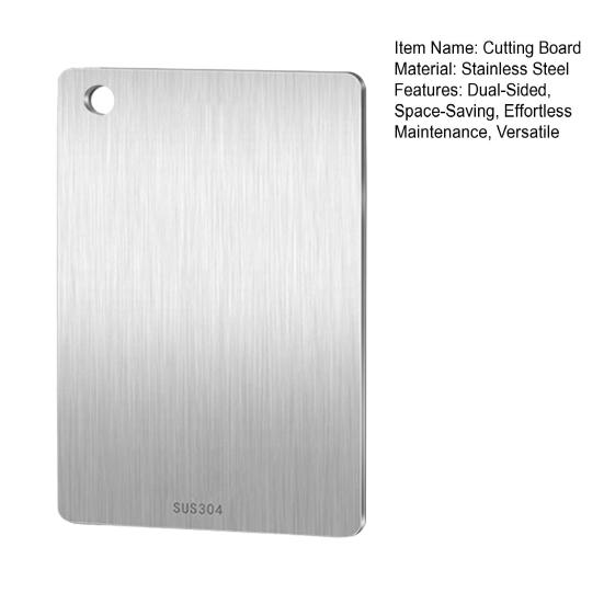 Stainless Steel Cutting Board Double Sided Chopping Board for Kitchen Easy Grip Handle Large Versatile Food Prep Board for Meat Veggies Fruits