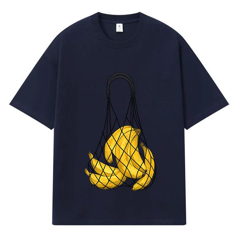 2026 T-shirt Męski Bawełniany z Graficznym Nadrukiem Bananów Y2k Harajuku Streetwear Casualowy Oversize Letni