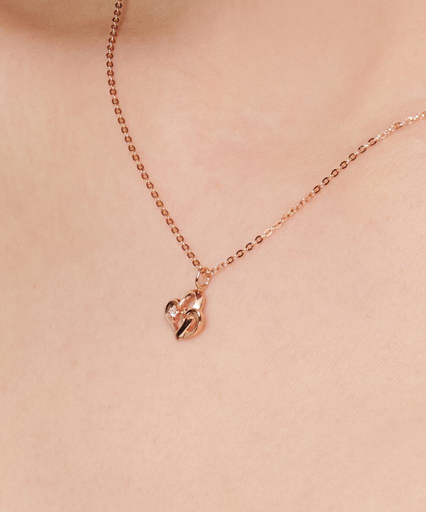 Loveenb [14K Gold] Double Heart Necklace