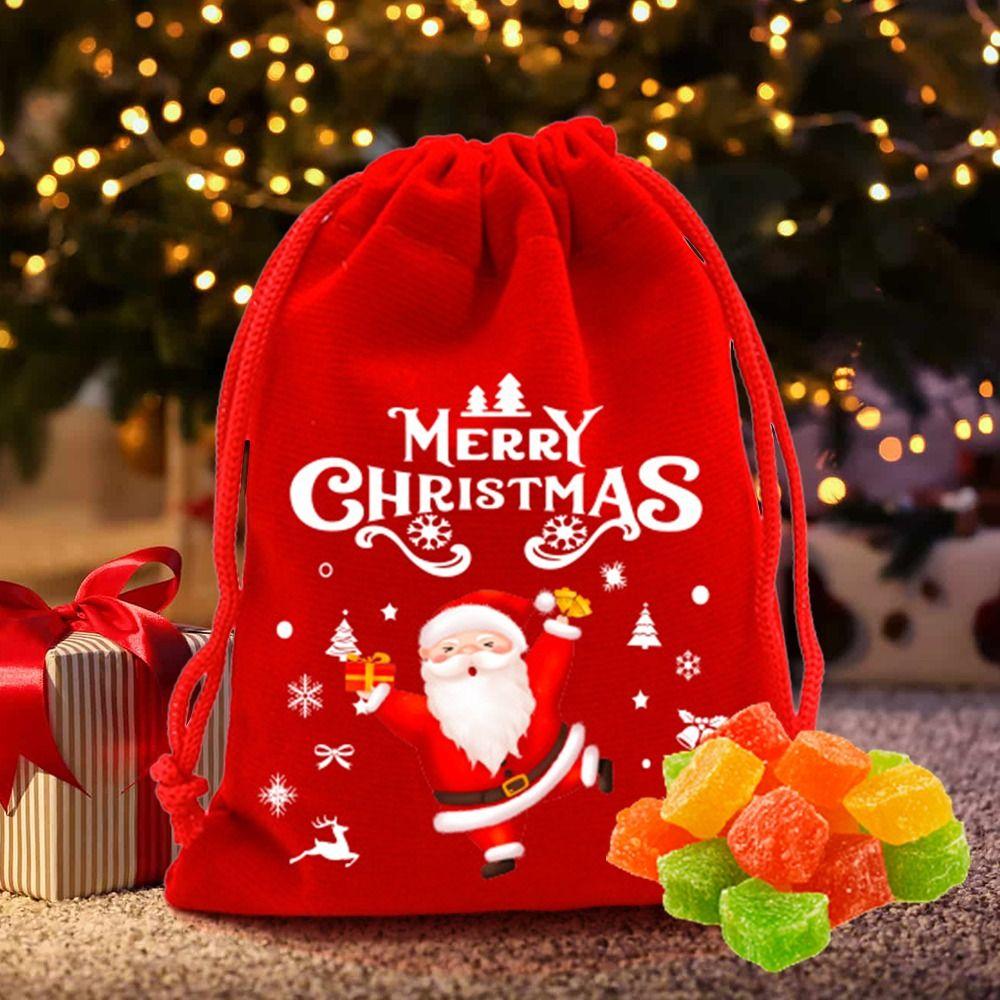 5/10pcs Drawstring Pouch Christmas Velvet Bags Jewelry Packaging Storage Bag  For Christmas