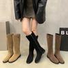 Western Cowboy Martin Boots Fashion Skinny Boots Women's Shoes 2025 New Autumn Retro Suede Knight Boots Boots Boots
