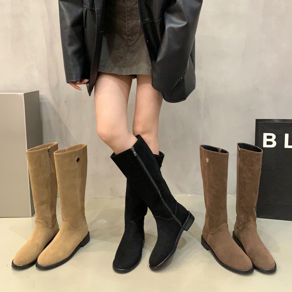 Western Cowboy Martin Boots Fashion Skinny Boots Women's Shoes 2025 New Autumn Retro Suede Knight Boots Boots Boots
