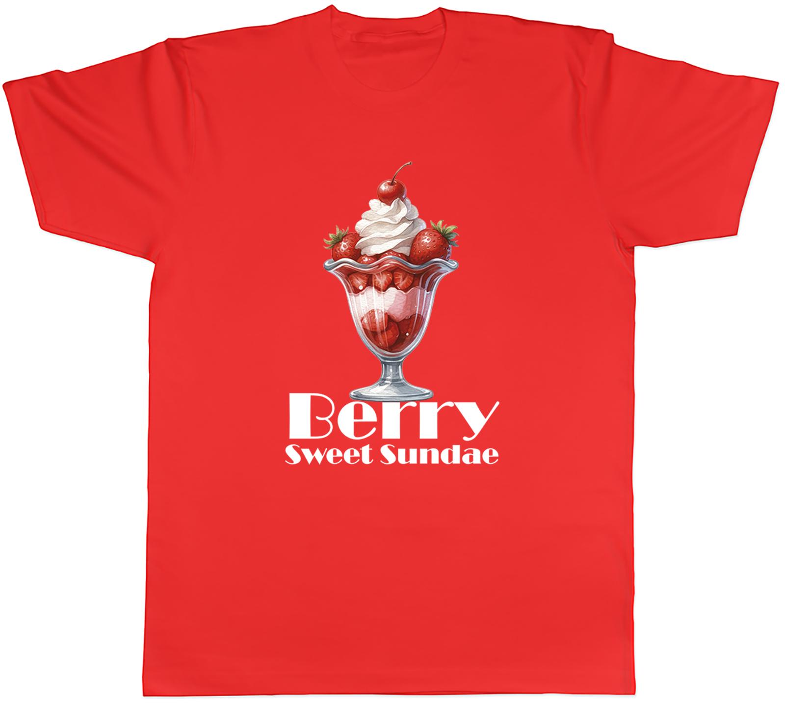 Strawberry Sundae Desert Mens TShirt Berry Sweet Sundae Ice Cream Tee Gift S