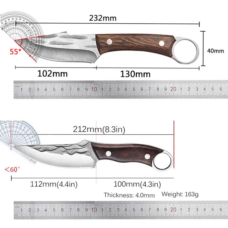 Stainless Steel Kitchen Knife Boning Knife Meat Cleaver Handmade Forged Chef's Knife Wooden Handle Butcher Knife for Household
