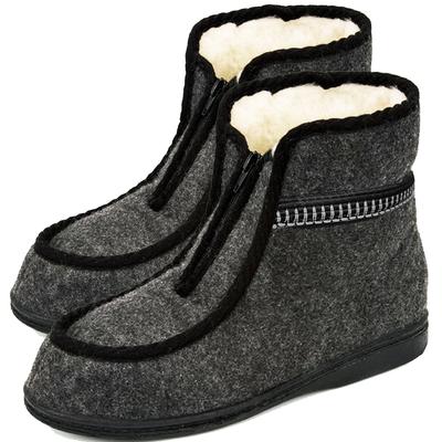 Extra Warm Wool Top-Boot Slippers Men Women Home Winter Sheepskin Footwear (Size 36-46)