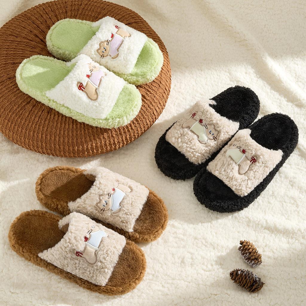 Mao Mao slippers autumn and winter 2025 new indoor home thick bottom non-slip fashion high-end plush shoes