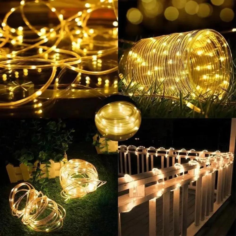 Sfoară Luminoasă Solară de Crăciun 7m/12m/22m Impermeabilă pentru Exterior Ghirlandă Xmas Decorațiune Grădină Zâne