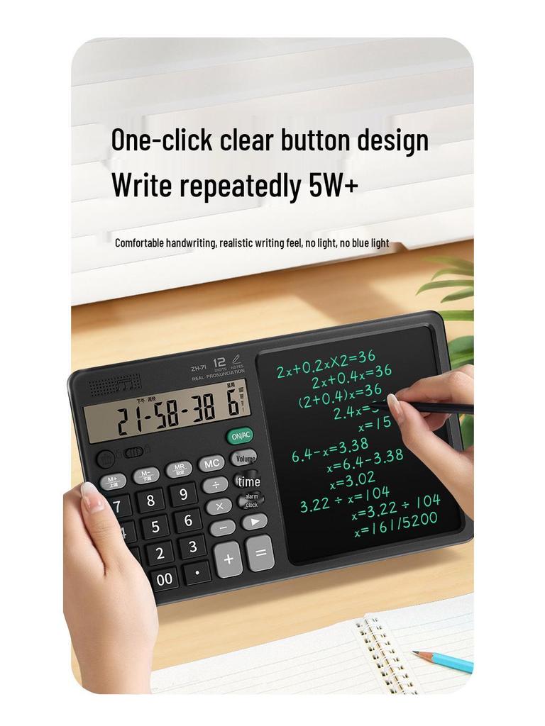 High-Brightness XL Screen Desktop Calculator with Writing Pad