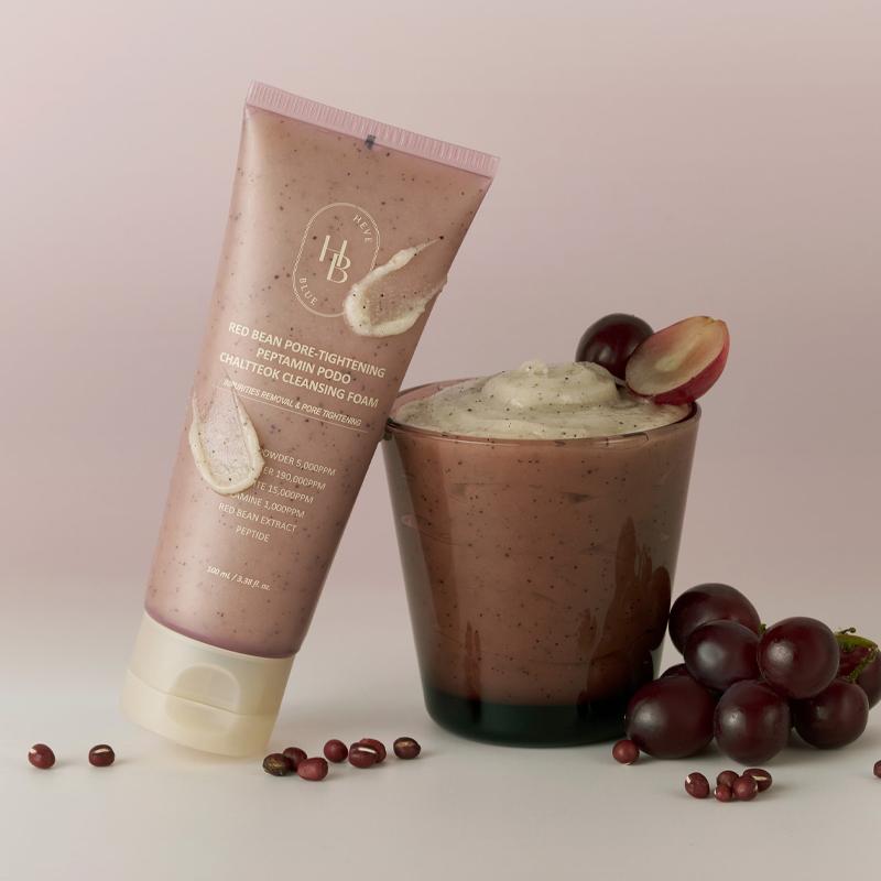 [HEVE BLUE] Red Bean Pore-Tightening Peptamin Podo Chaltteok Cleansing Foam 100ml
