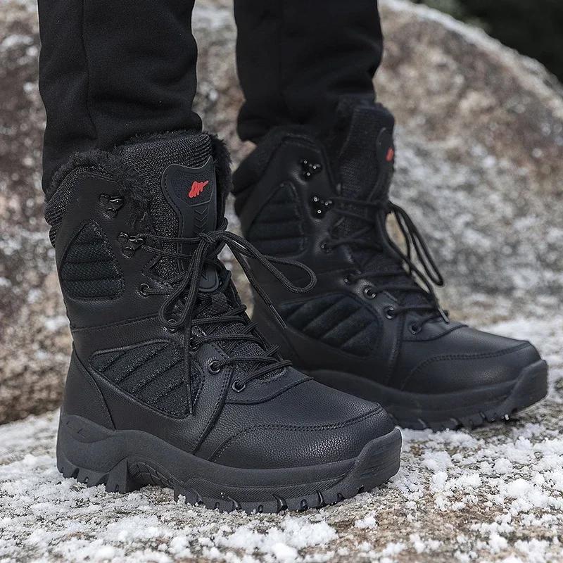 Fashion Men's  Tactical Boots Outdoor Hiking Shoes for Men Anti-slip Desert Combat Wear-resistant Boots Male Solid Color Snow Boot Hot