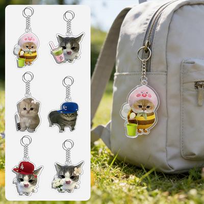 1PC Acrylic Design Keychain Marker Clear Cat Keychain Gift Party Decoration Pendant Fun DIY Creativity