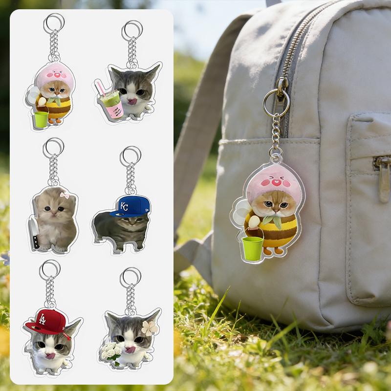 1PC Acrylic Design Keychain Marker Creativity Pendant Fun Party Gift DIY Decoration Cat Keychain Clear