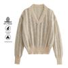 Autumn Winter V-neck Loose Mohair Wool Pullover Sweater for Women