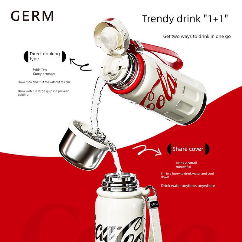 Tazza Termica Coca-Cola Germ Grande Capacità per Ragazzi e Ragazze, Borraccia Portatile, Tazza d'Acqua per Studenti, Acciaio Inossidabile 316