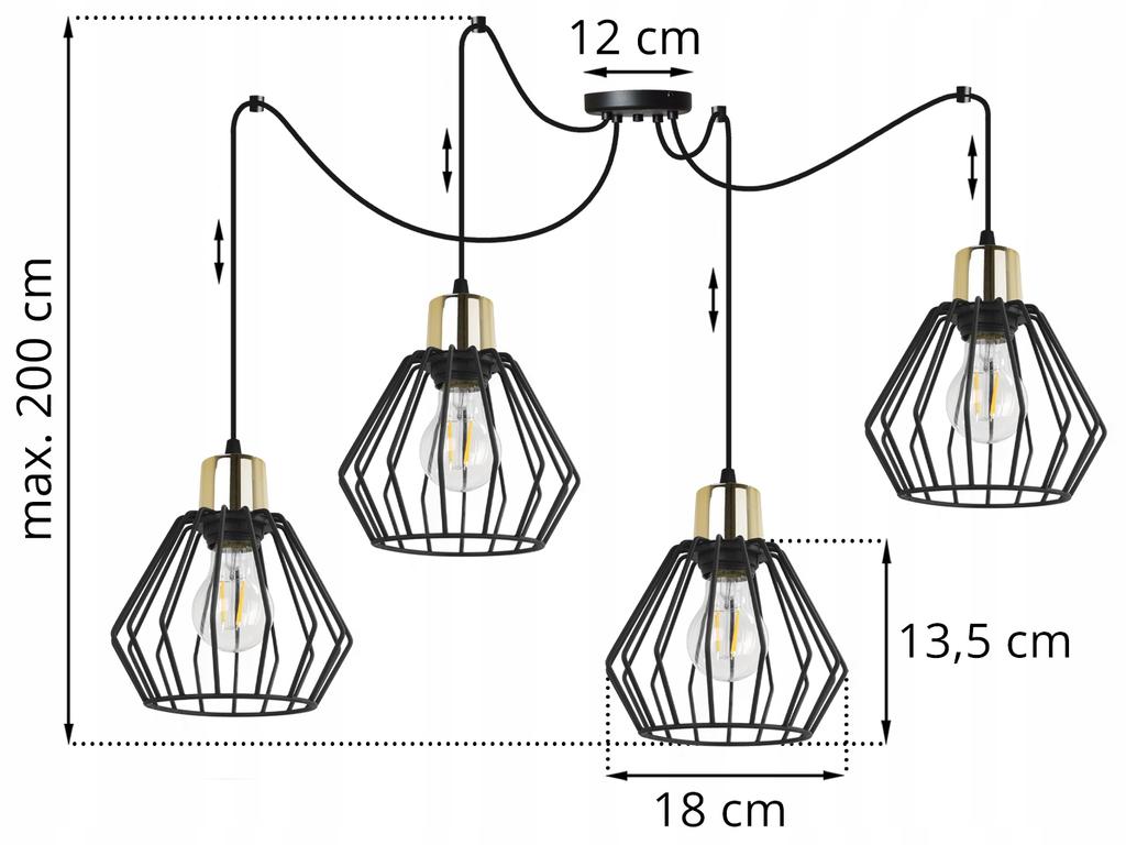 Hanging Lamp, Ceiling Chandelier, Wire Shade, Led