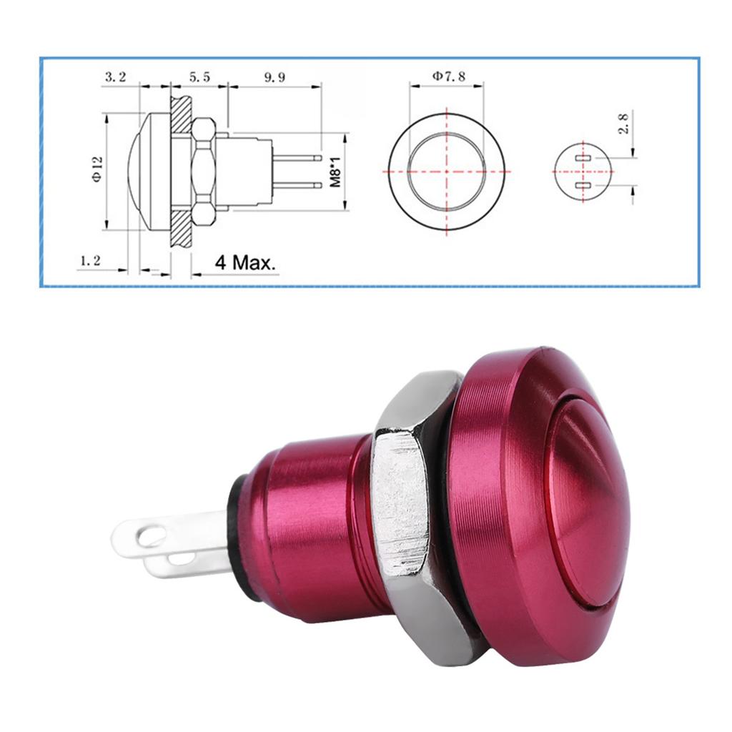 1A 24V 8mm   Waterproof Car Momentary Push Button Power   Zinc Alu um Alloy