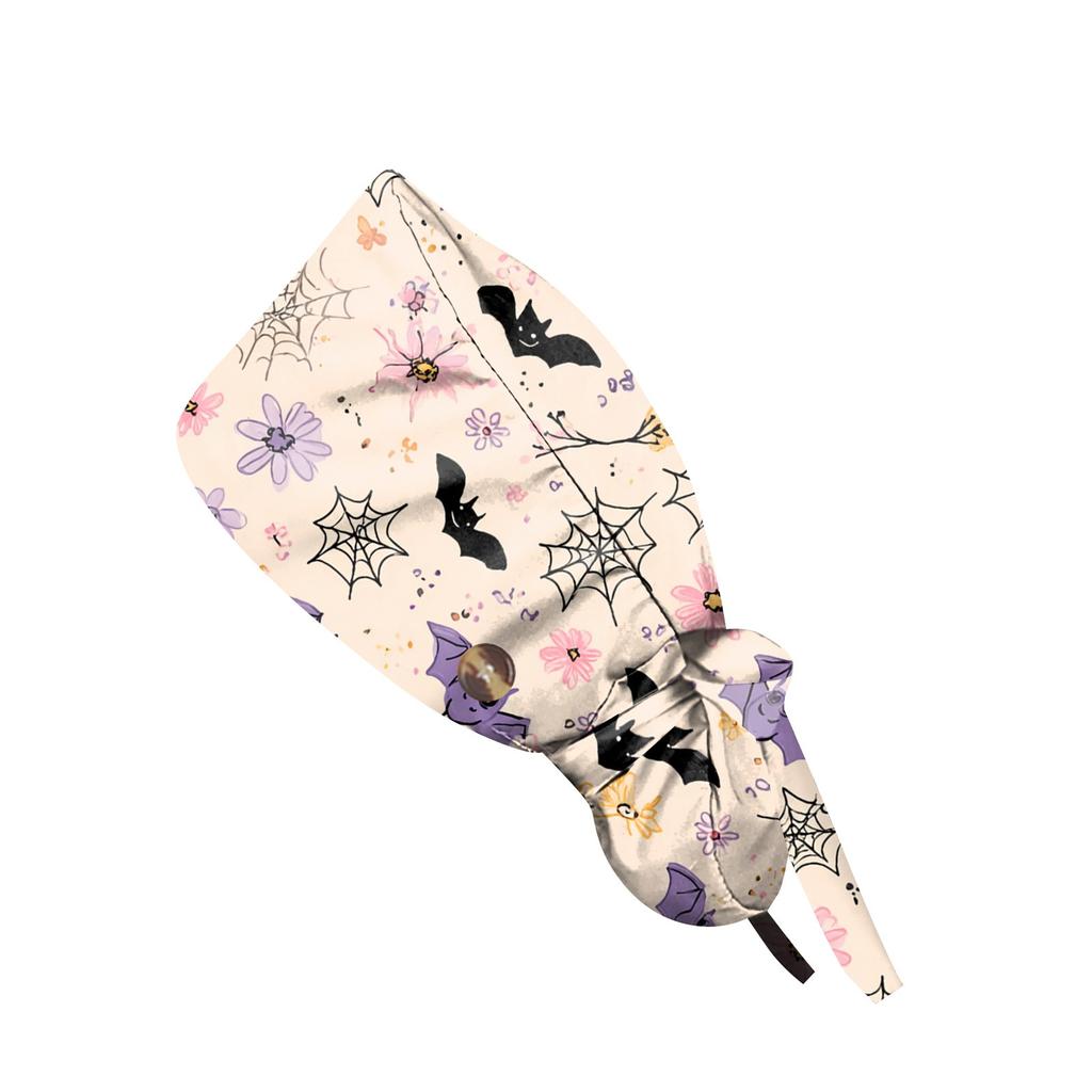 Fashionable Halloween Print Work Cap, Casual Women's Ponytail Cap, Wash Cap, Baotou Cap