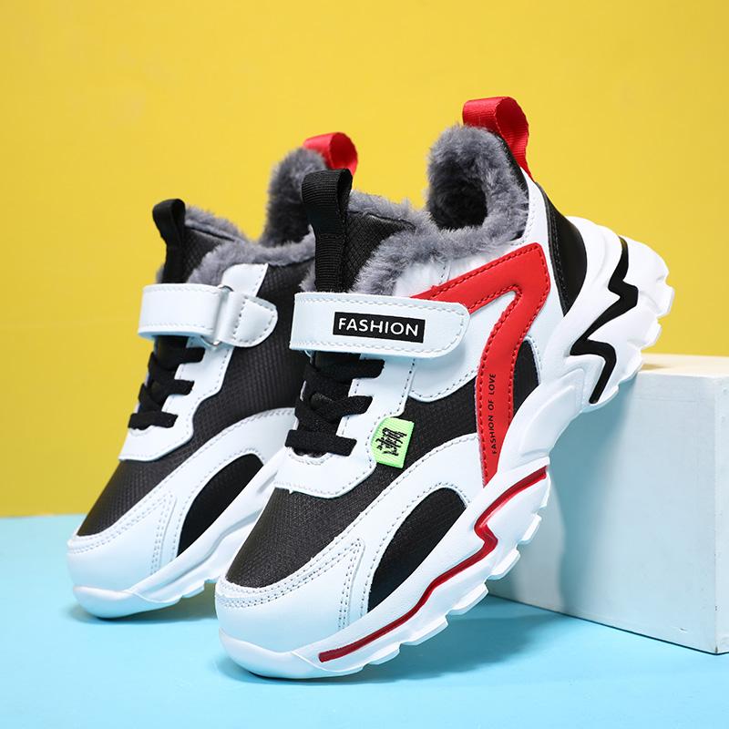 2025 Gorące Zimowe Buty Sportowe Dziecięce Plus Ciepłe Sneakersy Dziecięce Lekkie Outdoorowe Śniegowce do Kostki Chłopcy Zimowe Buty do Biegania