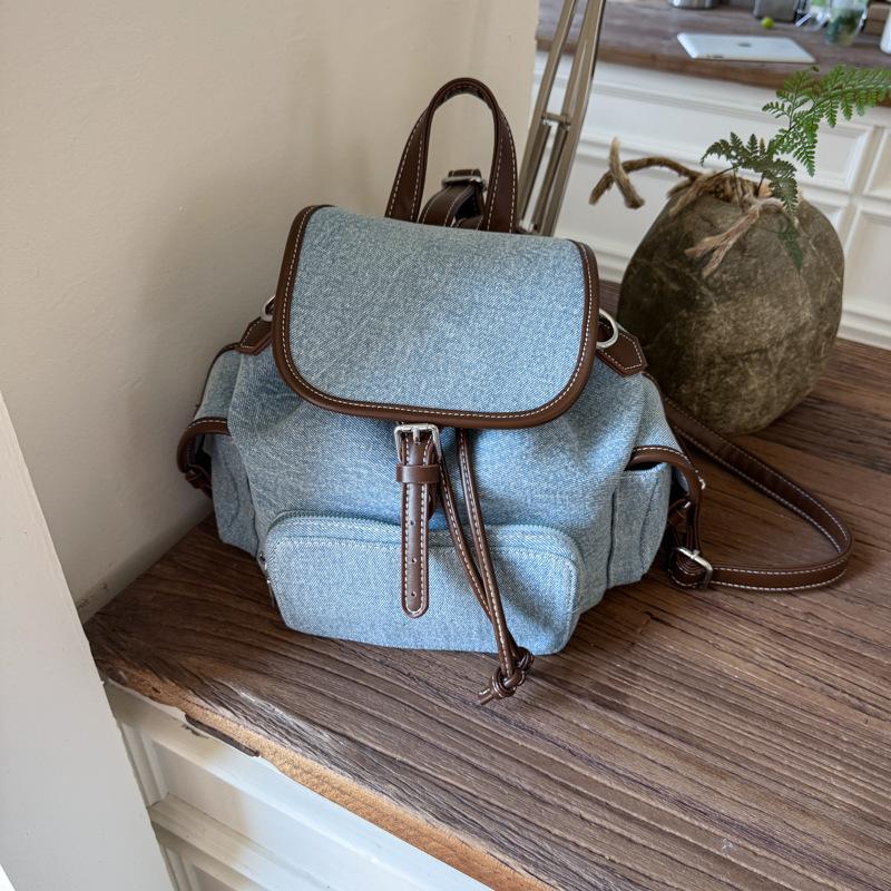 2025 Summer New Niche Simple Canvas Backpack Retro Large Capacity Shoulder Bag College Style Portable Backpack