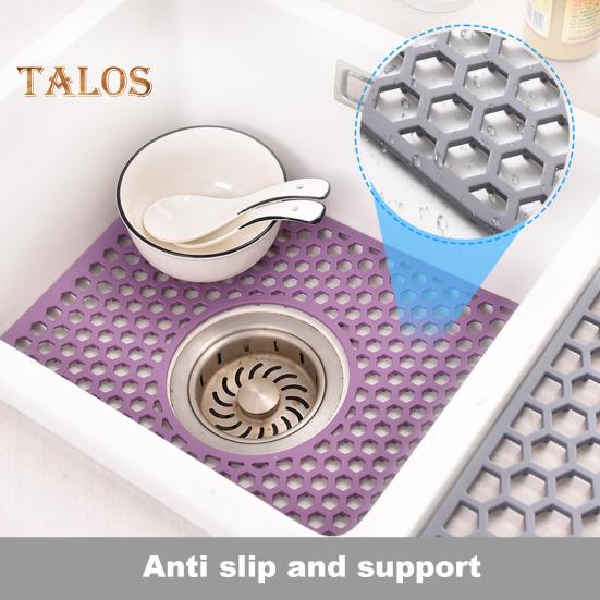 Silicone Sink Mat with Center Drain Heat-Resistant Flexible Non-Slip Design Easy To Clean Reusable Sink Protector Mat