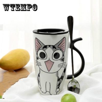 Kreative Niedlichen Cartoon Keramik Tasse Milch Kaffee Becher Persönlichkeit Paar Große Kapazität Trinkbecher mit EINEM Löffel.
