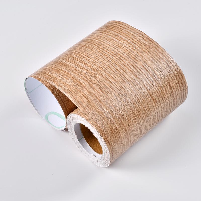 Self-Adhesive Wood Grain Baseboard & Door Frame Sticker - Waterproof Furniture & Window Sill Renovation Skirting.
