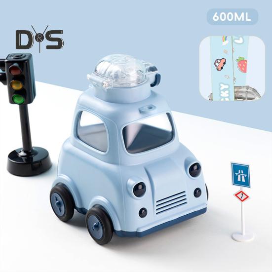 Dětská láhev na vodu do auta s brčkem a popruhem 600 ml Bez BPA Nepropustný hrnek s brčkem Kelímek na horké a studené nápoje pro chlapce dívky do školy na sport cestování