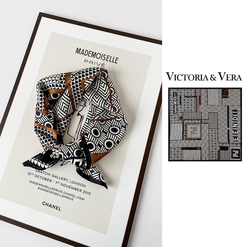 VICTORIA&VERA British Style Printed Mulberry Silk Scarf V826ZS07