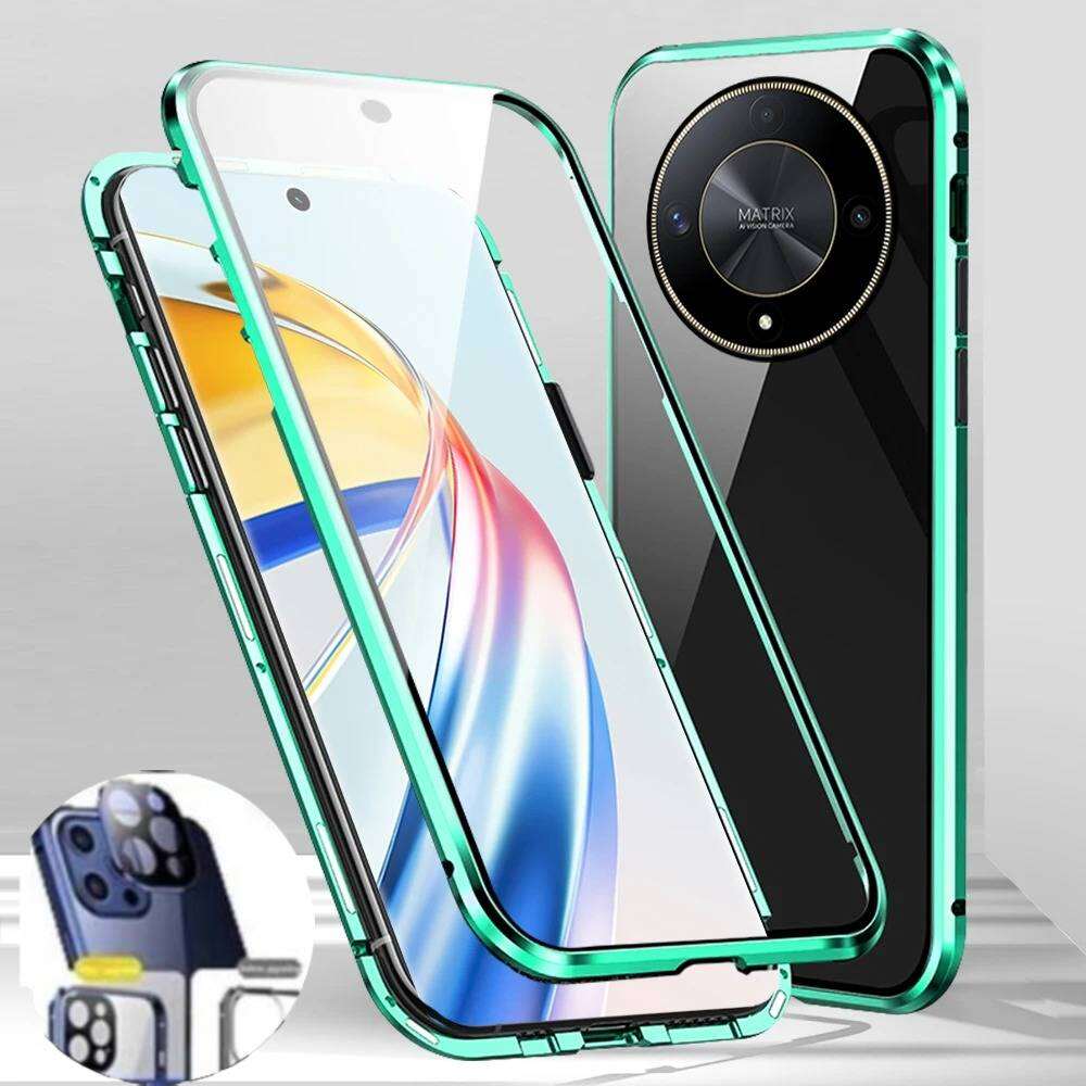 Magnetic Case for Huawei Honor X9d X9c X9b X9a 5G with Metal Frame Double Sided Tempered-Glass Full Lens Protection Cover Phone Bumpers